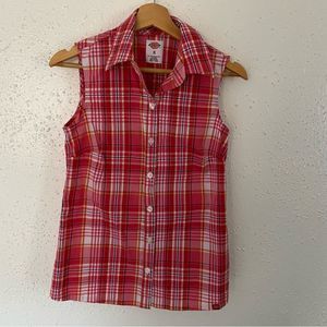 Dickies Red Plaid Sleeveless Blouse